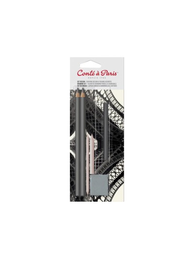 Set de dibujo conte a paris blister de 2 lapices 2h/6b + 1 barra carbon comprimido + 2 difuminos + 1 goma miga pan