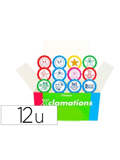 Sello x'stamper emoticono uso escolar expositor de 12 unidades surtidas