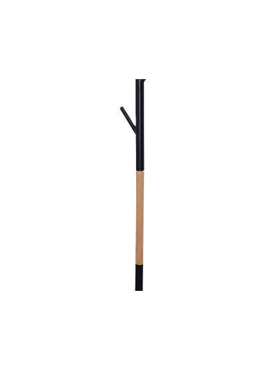 Perchero metalico q-connect negro con detalles de madera 5 colgadores 177x28,5 cm