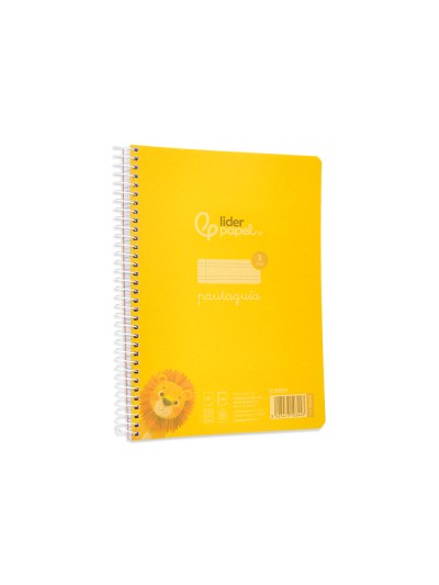 Cuaderno espiral liderpapel din a5 pautaguia tapa plastico 80h 90gr cuadro pautado 3 mm con margen color amarillo