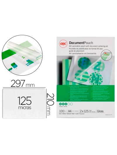 Bolsa de plastificar gbc din a4 125 mc acabado brillo caja de 100 unidades