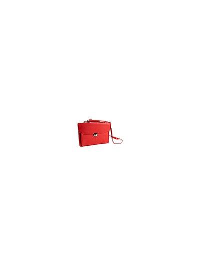 Cartera portadocumentos q-connect con correa cierre metalico y departamentos interiores color rojo 390x280