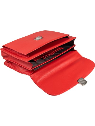 Cartera portadocumentos q-connect con correa cierre metalico y departamentos interiores color rojo 390x280