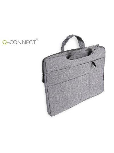 Funda para portatil q-connect 15,6/' con asas retractiles cremallera 3 bolsillos exteriores gris