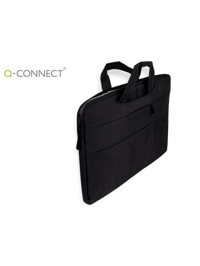Funda para portatil q-connect 15,6/' con asas retractiles cremallera 3 bolsillos exteriores negro
