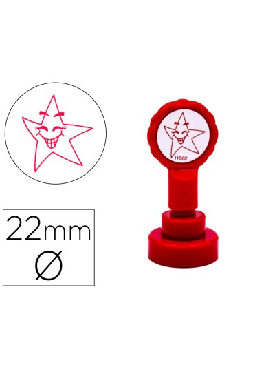 Sello artline emoticono estrella color rojo 22 mm diametro
