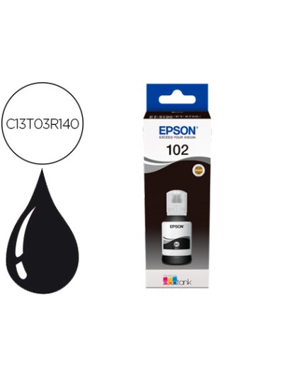 Tinta epson ecotank 102 et-2700 / 2750 / 3700 / 3750 / 4750 bote de 127 ml negro 7.500 pag