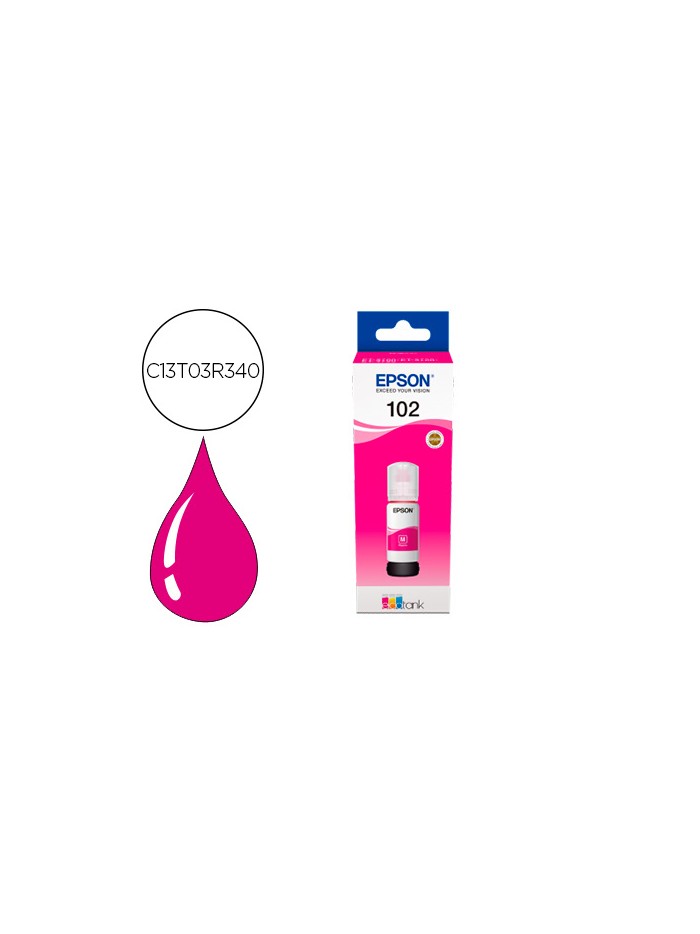 Tinta epson ecotank 102 et-2700 / 2750 / 3700 / 3750 / 4750 bote de 70 ml magenta 6.000 pag Tinta epson ecotank 102 et-2700 / 2750 / 3700 / 3750 / 4750 bote de 70 ml magenta 6.000 pag