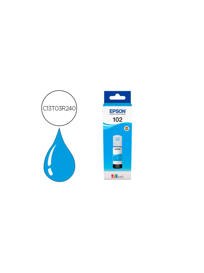 Tinta epson ecotank 102 et-2700 / 2750 / 3700 / 3750 / 4750 bote de 70 ml cian 6.000 pag Tinta epson ecotank 102 et-2700 / 2750 / 3700 / 3750 / 4750 bote de 70 ml cian 6.000 pag