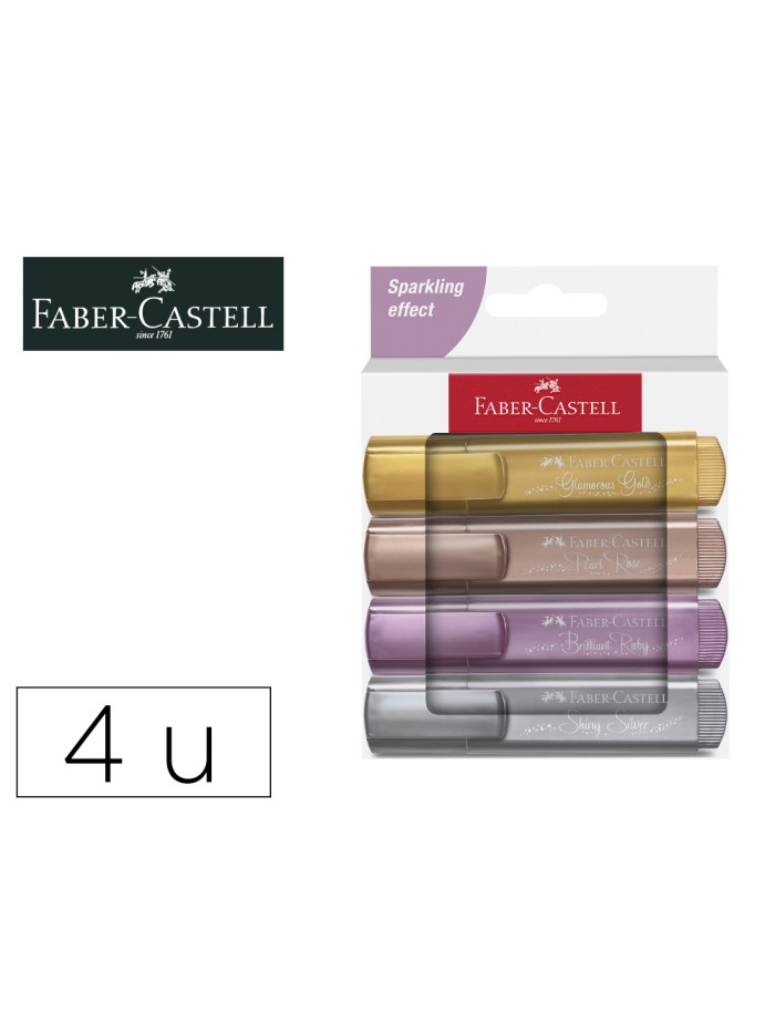 Rotulador faber fluorescente texliner 46 color metalico estuche 4 unidades colores surtidos Rotulador faber fluorescente texliner 46 color metalico estuche 4 unidades colores surtidos