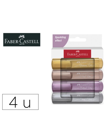 Rotulador faber fluorescente texliner 46 color metalico estuche 4 unidades colores surtidos