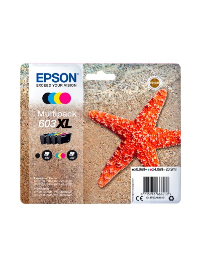 Ink-jet epson 603xl xp-2100 / 2105 / 3100 / 4100 / wf-2810 / 2830 / 2835 / 2850 multipack 4 colores negro