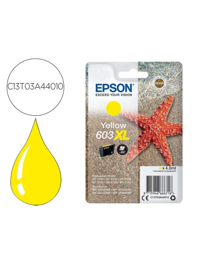 Ink-jet epson 603xl xp-2100 / 2105 / 3100 / 4100 / wf-2810 / 2830 / 2835 / 2850 amarillo 350 paginas