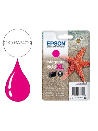 Ink-jet epson 603xl xp-2100 / 2105 / 3100 / 4100 / wf-2810 / 2830 / 2835 / 2850 magenta 350 paginas