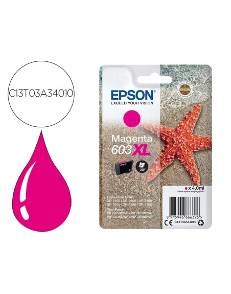 Ink-jet epson 603xl xp-2100 / 2105 / 3100 / 4100 / wf-2810 / 2830 / 2835 / 2850 magenta 350 paginas