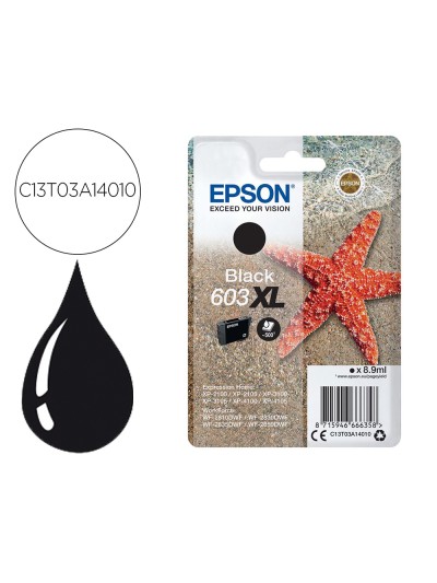 Ink-jet epson 603xl xp-2100 / 2105 / 3100 / 4100 / wf-2810 / 2830 / 2835 / 2850 negro 500 paginas