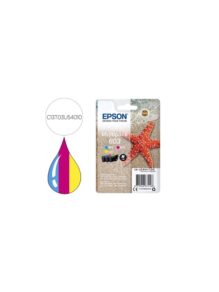 Ink-jet epson 603 xp-2100 / 2105 / 3100 / 4100 / wf-2810 / 2830 / 2835 / 2850 multipack 3 colores amarillo