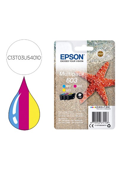 Ink-jet epson 603 xp-2100 / 2105 / 3100 / 4100 / wf-2810 / 2830 / 2835 / 2850 multipack 3 colores amarillo
