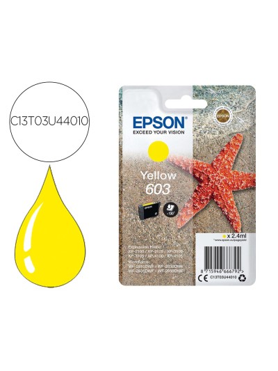 Ink-jet epson 603 xp-2100 / 2105 / 3100 / 4100 / wf-2810 / 2830 / 2835 / 2850 amarillo 130 paginas