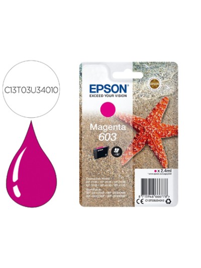 Ink-jet epson 603 xp-2100 / 2105 / 3100 / 4100 / wf-2810 / 2830 / 2835 / 2850 magenta 130 paginas