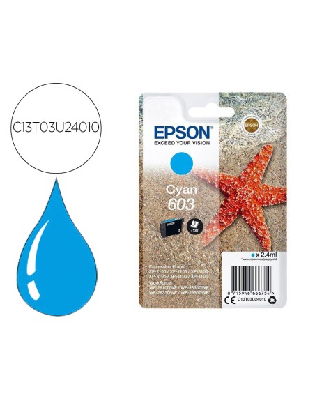 Ink-jet epson 603 xp-2100 / 2105 / 3100 / 4100 / wf-2810 / 2830 / 2835 / 2850 cian 130 paginas