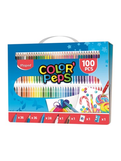 Estuche pintura maped color peps kit 100 piezas surtidas