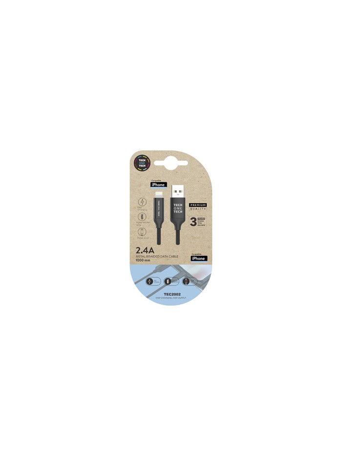 Cable usb 2.4 tech one tech braided nylon tipo usb apple micro usb longitud 1 mt color negro Cable usb 2.4 tech one tech braided nylon tipo usb apple micro usb longitud 1 mt color negro