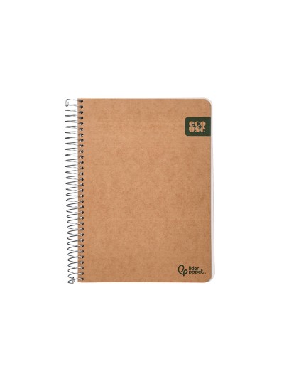 Cuaderno espiral liderpapel din a5 ecouse tapa cartulina kraft contracolada 120h papel 100% reciclado 80 gr liso