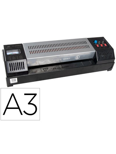 Plastificadora q-connect kf16918 profesional rugerizada caliente din a3 cuatro rodillos hasta 200 mc