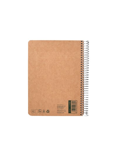 Cuaderno espiral liderpapel din a5 ecouse tapa cartulina kraft contracolada 120h papel 100% reciclado 80 gr liso