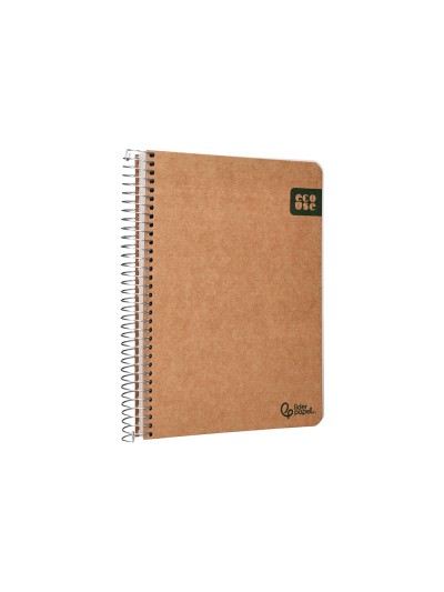 Cuaderno espiral liderpapel din a5 ecouse tapa cartulina kraft contracolada 120h papel 100% reciclado 80 gr liso