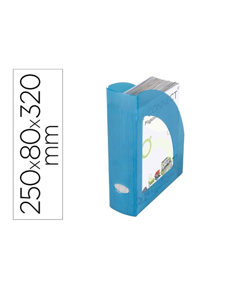 Revistero plastico q-connect azul translucido