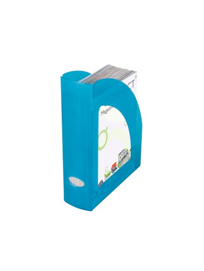 Revistero plastico q-connect azul translucido