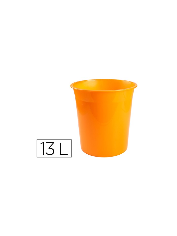 Papelera plastico q-connect naranja translucido 13 litros 275x285 mm Papelera plastico q-connect naranja translucido 13 litros 275x285 mm