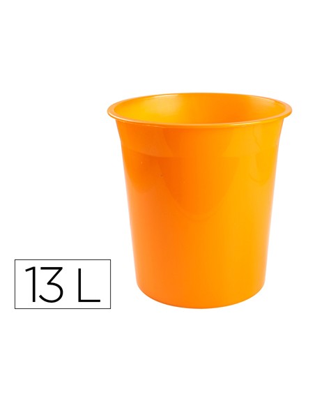 Papelera plastico q-connect naranja translucido 13 litros 275x285 mm