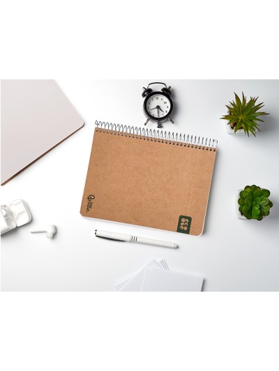Cuaderno espiral liderpapel din a5 ecouse tapa cartulina kraft contracolada 120h papel 100% reciclado 80 gr liso