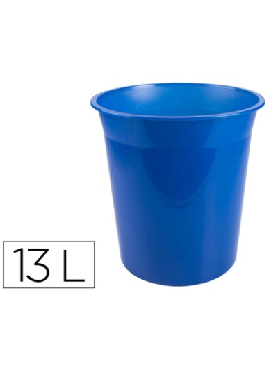 Papelera plastico q-connect azul translucido 13 litros 275x285 mm