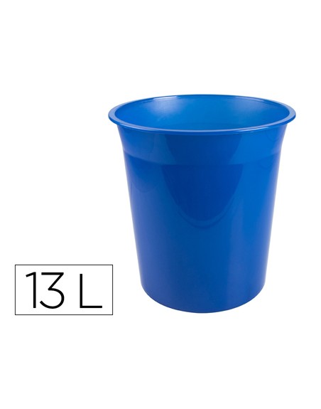 Papelera plastico q-connect azul translucido 13 litros 275x285 mm