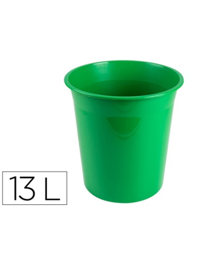 Papelera plastico q-connect verde opaco 13 litros 275x285 mm
