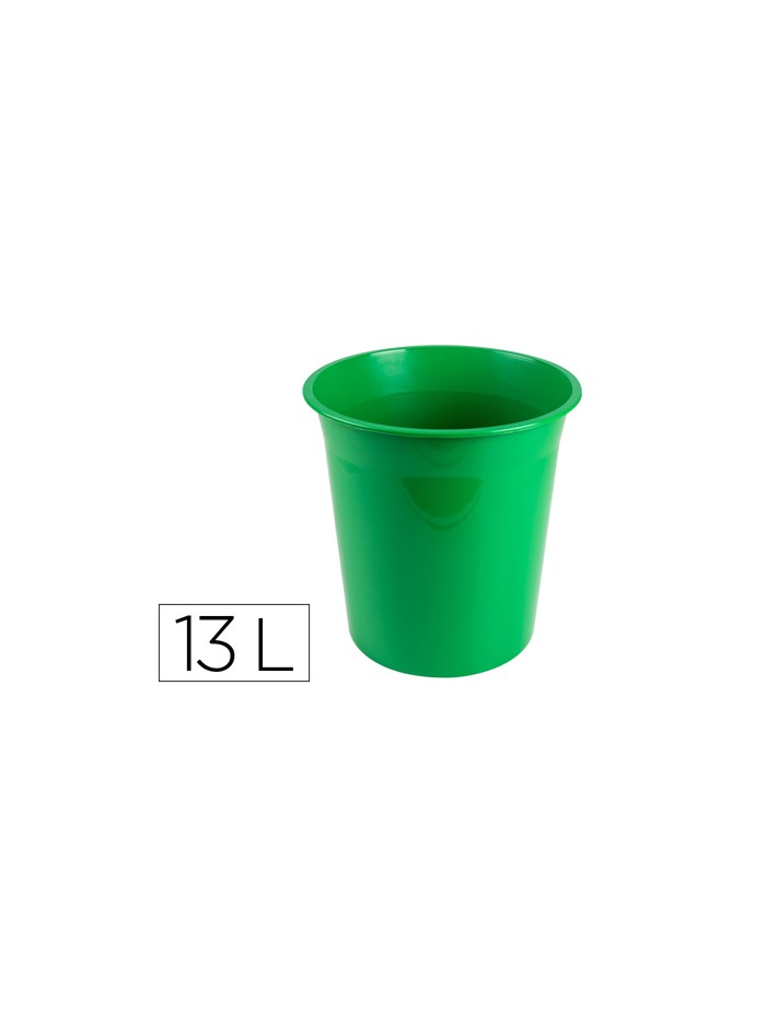 Papelera plastico q-connect verde opaco 13 litros 275x285 mm Papelera plastico q-connect verde opaco 13 litros 275x285 mm
