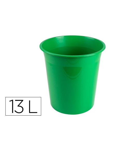 Papelera plastico q-connect verde opaco 13 litros 275x285 mm