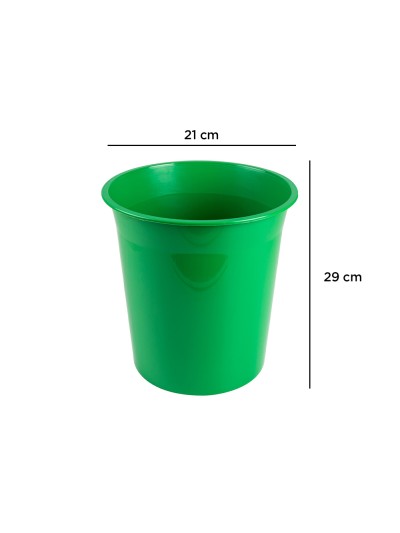 Papelera plastico q-connect verde opaco 13 litros 275x285 mm