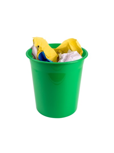 Papelera plastico q-connect verde opaco 13 litros 275x285 mm