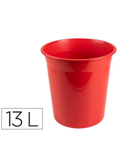 Papelera plastico q-connect rojo opaco 13 litros 275x285 mm