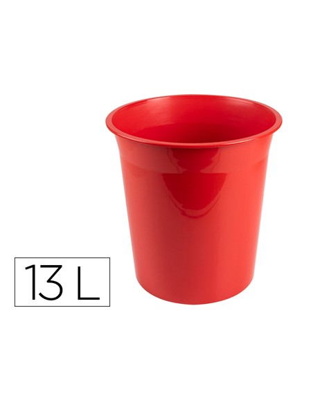 Papelera plastico q-connect rojo opaco 13 litros 275x285 mm