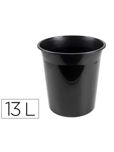 Papelera plastico q-connect negro opaco 13 litros 275x285 mm