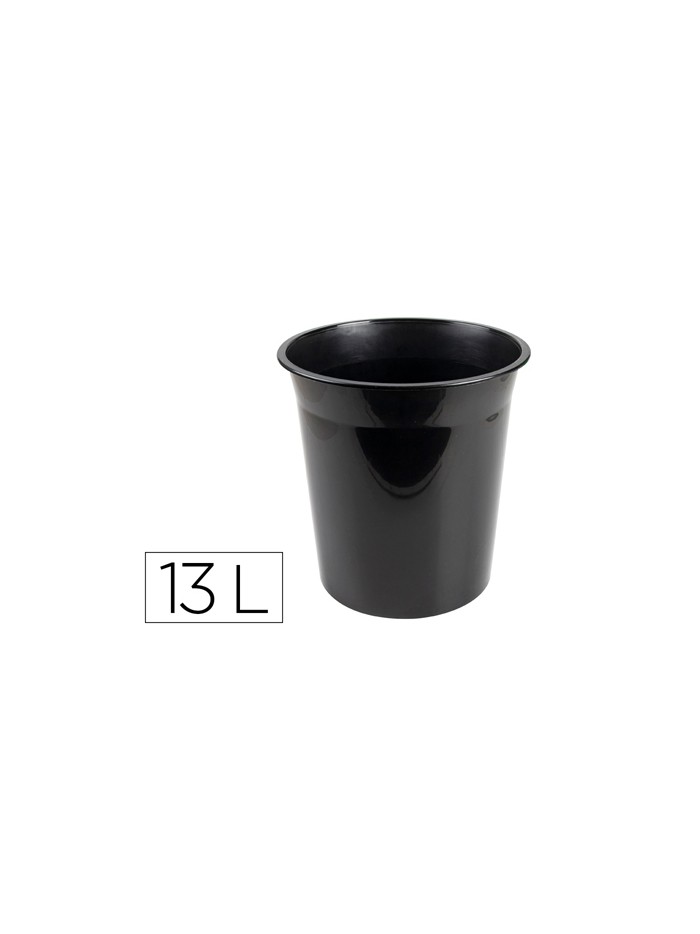 Papelera plastico q-connect negro opaco 13 litros 275x285 mm Papelera plastico q-connect negro opaco 13 litros 275x285 mm