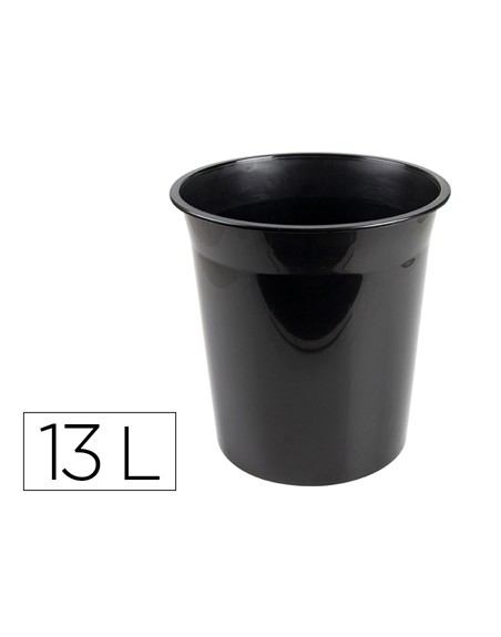 Papelera plastico q-connect negro opaco 13 litros 275x285 mm