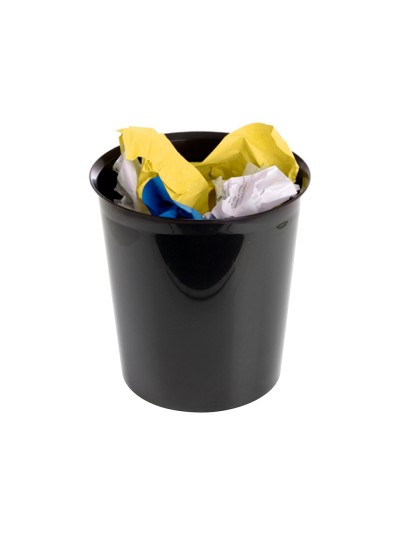 Papelera plastico q-connect negro opaco 13 litros 275x285 mm