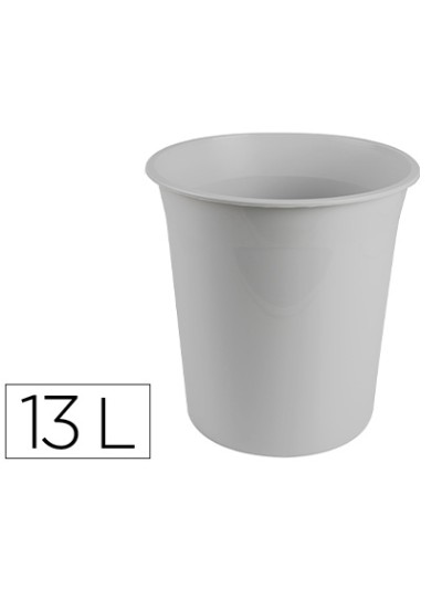 Papelera plastico q-connect gris opaco 13 litros 275x285 mm